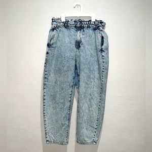 Zara Paperbag High Rise Straight Leg Jeans